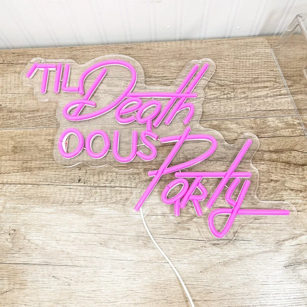 Til Death 16in x 14in LED Neon Sign Light Couple Wedding Engagement Wall Decor